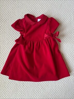Florence Eiseman Holiday Christmas Red Peter Pan Collar Dress with Side Bows